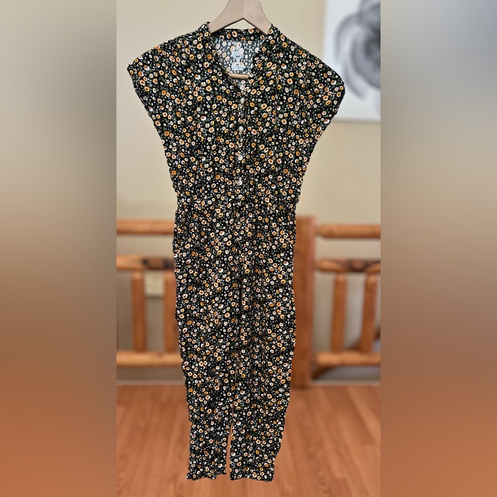 Wonder Nation Black Floral Jumpsuit - Size M (7/8)